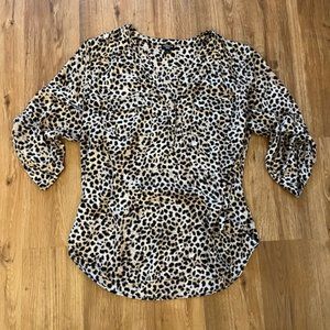 Torrid Cheetah Print Harper Georgette Pullover 3/4 Sleeve Blouse (1X)
